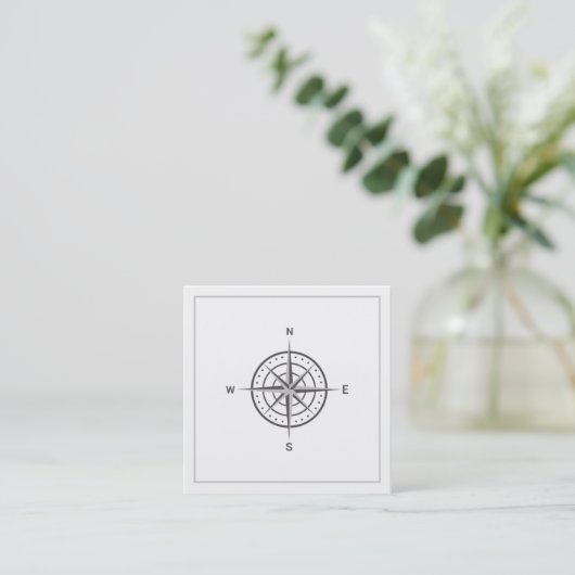 Elegante Nautical Compass Business Card Quadratische Visitenkarte (Stehend Vorderseite)