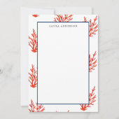 Elegante Nautical Coral Reef flache Note Card Dankeskarte (Vorderseite)