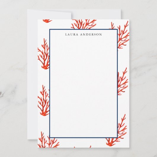 Elegante Nautical Coral Reef flache Note Card Dankeskarte (Vorderseite)