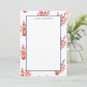Elegante Nautical Coral Reef flache Note Card Dankeskarte (Stehend Vorderseite)
