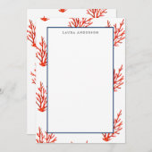 Elegante Nautical Coral Reef flache Note Card Dankeskarte (Vorne/Hinten)