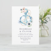 Elegante Nautical Floral Anchor Hochzeit Einladung (Stehend Vorderseite)