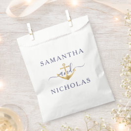 Elegante Nautical Gold Anchor Hochzeit Geschenktütchen