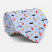 Elegante Nautical Icons auf Light Blue Neck Tie Krawatte (Gerollt)