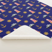 Elegante Nautical Icons auf Navy Blue Sherpa Blank Sherpadecke (3/4)