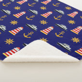 Elegante Nautical Icons auf Navy Blue Sherpadecke (3/4)