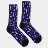Elegante Nautical Icons auf Navy Blue Socken (Rechts)