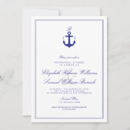 Elegante Nautical Monogram Probe Dinner Einladung