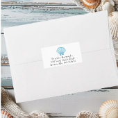 Elegante Nautical Muschel Blue Beach Wedding Adressaufkleber