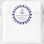 Elegante Nautical Navy Hochzeit Runder Aufkleber (Tasche)