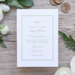 Elegante Nautical Sage Green Anchor Hochzeit Einladung