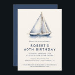 Elegante Nautical Sailboat Erwachsene Party Einlad Einladung<br><div class="desc">Elegante Nautical Sailboat Adult Party Einladung Template in klassisch Navy Blue.</div>