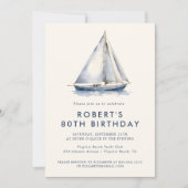 Elegante Nautical Sailboat Erwachsene Party Einlad Einladung (Vorderseite)