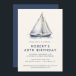 Elegante Nautical Sailboat Erwachsene Party Einlad Einladung<br><div class="desc">Elegante Nautical Sailboat Adult Party Einladung Template in klassisch Navy Blue.</div>