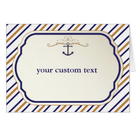 Elegante Nautical Striped Anchor Faltkarte