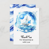 Elegante Nautical Watercolor Boy Baby Shower Dankeskarte (Vorne/Hinten)