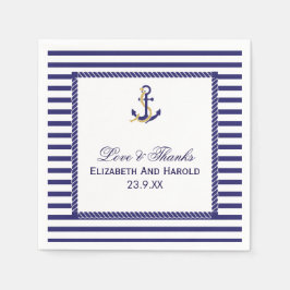 Elegante Nautical Wedding Navy Streifen Serviette