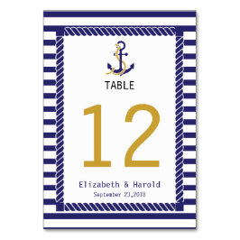 Elegante Nautical Wedding Navy Streifen Tischnummer