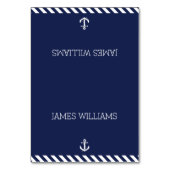 Elegante Nautical Wedding Platzkarten mit Streifen Tischnummer (Vorderseite)