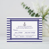 Elegante Nautical Wedding RSVP Card Karte (Stehend Vorderseite)