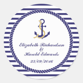 Elegante Nautical Wedding Runder Aufkleber