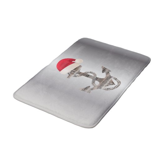 elegante nautische ANCHOR + WEIHNACHTSMANNMÜTZE | Badematte (Schrägansicht)