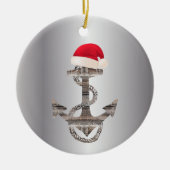 elegante nautische ANCHOR + WEIHNACHTSMANNMÜTZE | Keramik Ornament (Vorne)