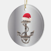 elegante nautische ANCHOR + WEIHNACHTSMANNMÜTZE | Keramik Ornament (Links)