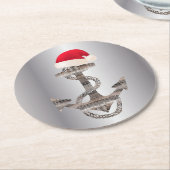 elegante nautische ANCHOR + WEIHNACHTSMANNMÜTZE |  Runder Pappuntersetzer (Angewinkelt)