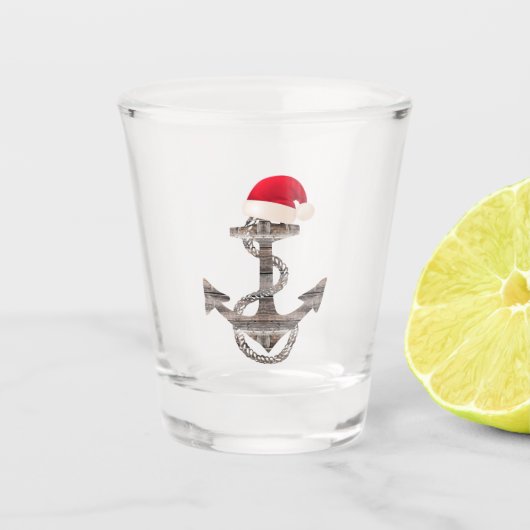elegante nautische ANCHOR + WEIHNACHTSMANNMÜTZE | Schnapsglas (Vorderseite)