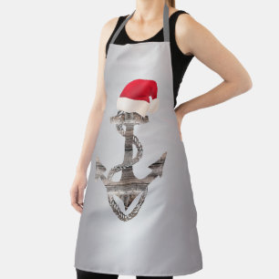 elegante nautische ANCHOR + WEIHNACHTSMANNMÜTZE Schürze