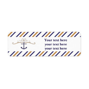 Elegante nautische Anker gestreifte Adressaufklebe