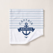 elegante nautische blaue Streifen Badhandtuch Set (Waschlappen)