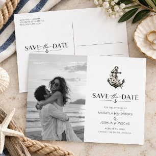 Elegante nautische Foto-Hochzeit Save-the-Date-Kar Ankündigungspostkarte