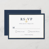 Elegante nautische Goldmedaillenkarte RSVP (Vorne/Hinten)
