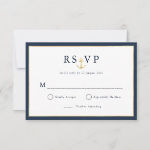 Elegante nautische Goldmedaillenkarte RSVP Karte