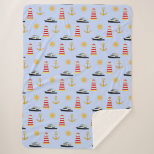 Elegante nautische Icons auf Hellblau Sherpadecke