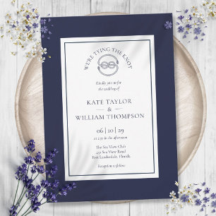 Elegante nautische Knotenbindung Navy Blau Hochzei Einladung
