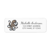 Elegante nautische Oktopus-Rücksendeadresse (Vorne)