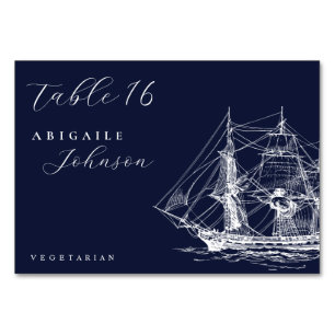 Elegante nautische Schiff Hochzeitsfeier in Navybl Tischnummer