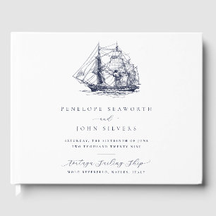 Elegante nautische Schiff-Illustration Hochzeit Gästebuch