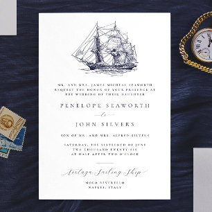 Elegante nautische Schiffillustration formelle Hoc Einladung