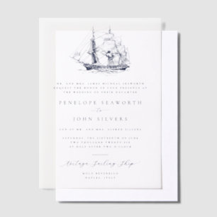 Elegante nautische Schiffillustration formelle Hoc Pergament Einladungen
