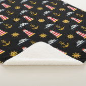 Elegante, nautische Symbole auf schwarz Sherpadecke (3/4)