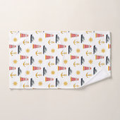 Elegante, nautische Symbole auf Weiß Badhandtuch Set (Handtuch)