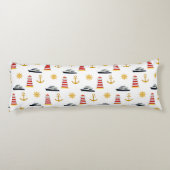 Elegante, nautische Symbole auf Weiß Seitenschläferkissen (Rückseite)