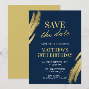 Elegante Navy 78. Geburtstag Save the Date Einladung