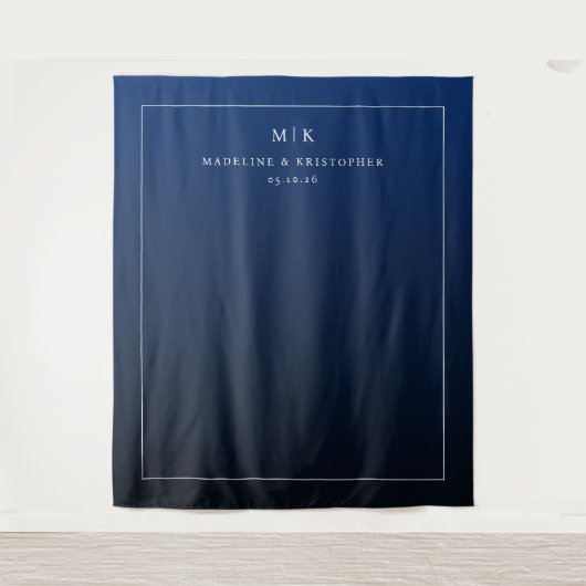 Elegante Navy-Anfangsbuchstaben Wandteppich (Vorderseite)