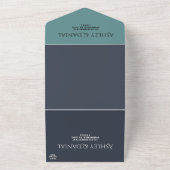 Elegante Navy Aquamarin Moderne schicke Hochzeit All In One Einladung (Außenbereich)