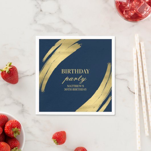 Elegante Navy Birthday Party Gold Foil Paper Plate Serviette (Beispiel)